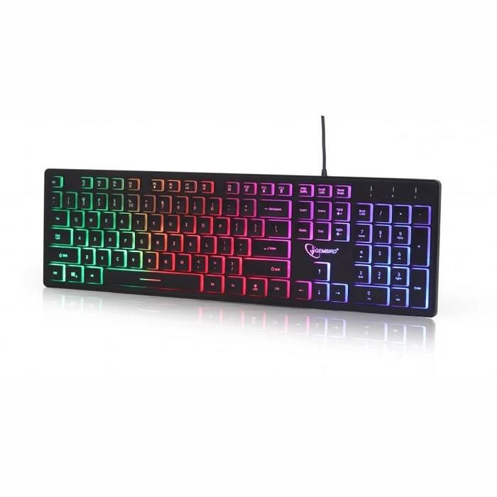 Klaviatūras Gembird UML-01 Rainbow Multimedia Keyboard Black [Mazlietots]